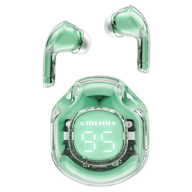 acefast t8 crystal color tws earbuds mint green