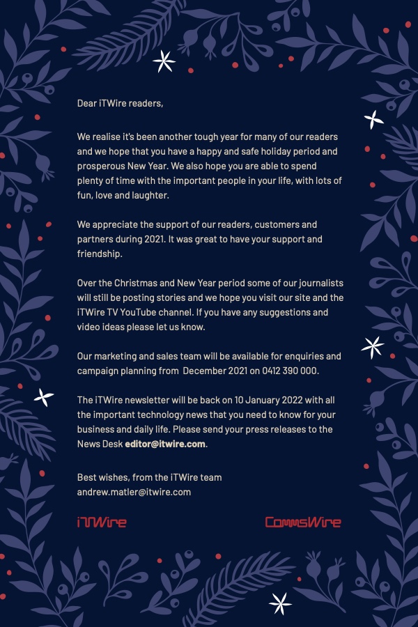 iTWire Xmas message 2021