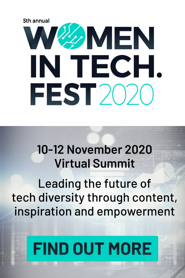 Women in Tech. Fest Banner 600 x 900 px