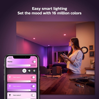 The Philips Hue white and colour ambience A60 starter kit illuminates your smart home journey
