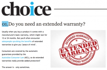 Your CHOICE to choose an extended warranty - or not