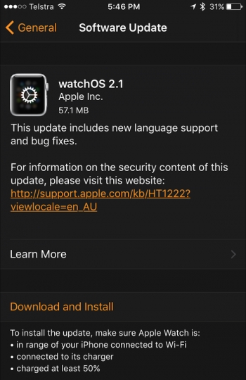 Apple updated watchOS too, to 2.1
