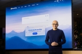 Microsoft chairman and CEO Satya Nadella introducing the new AI-powered Bing