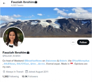 The new picture on Fauziah Ibrahim&#039;s Twitter account.