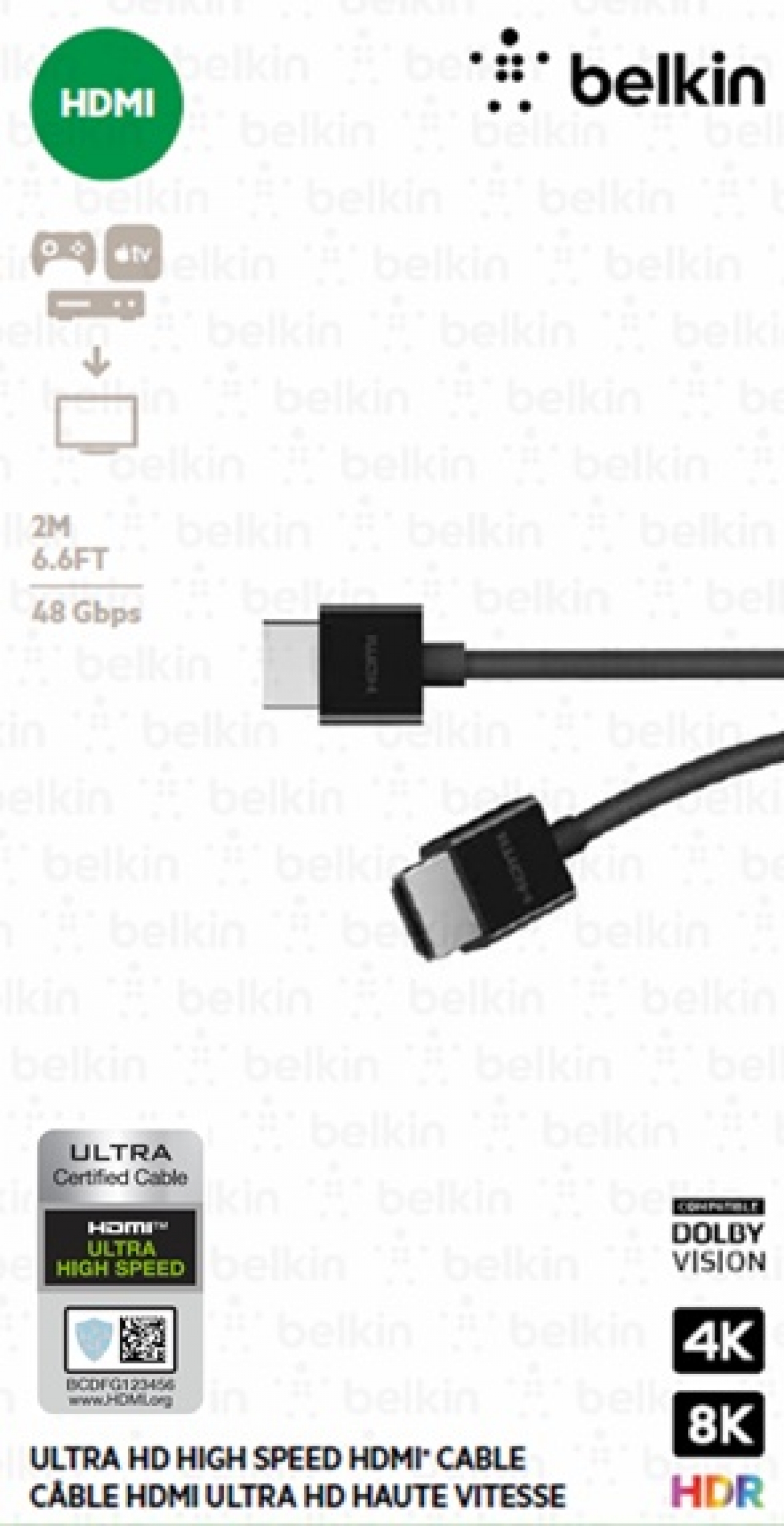 Belkin HDMIケーブル HDMI 2.1 Ultra HD High Speed 4K 8K PS5 / Xbox