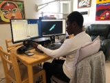 Titilayo Ogunwa, one of the UniSA students involved in the dragonfly study, analysing the flight dynamics of the configuration to ensure the basic layout will glide efficiently.