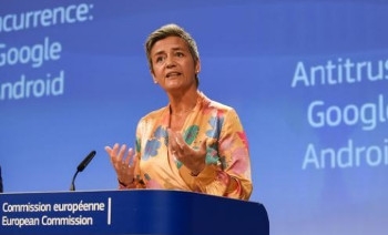 EU competition commissioner Margrethe Vestager announcing the fine in Brussels on Wednesday.