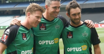 Melbourne Stars&#039; Glenn Maxwell, Kevin Pietersen and James Faulkner