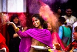 The Holi festival being celebrated in India.