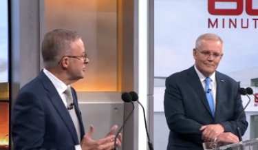 Anthony Albanese and Scott Morrison during Sunday&#039;s debate.